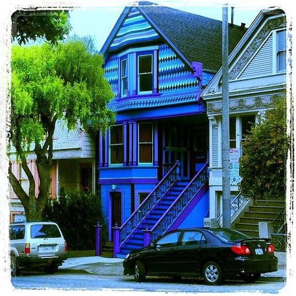 Blue Art Print featuring the photograph Duboce Triangle Decorated Blue by Lynn Friedman