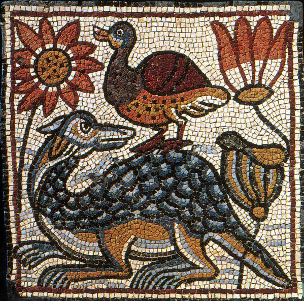 Archeology Art Print featuring the photograph Duck And Crocodile, Byzantine Mosaic by Science Source