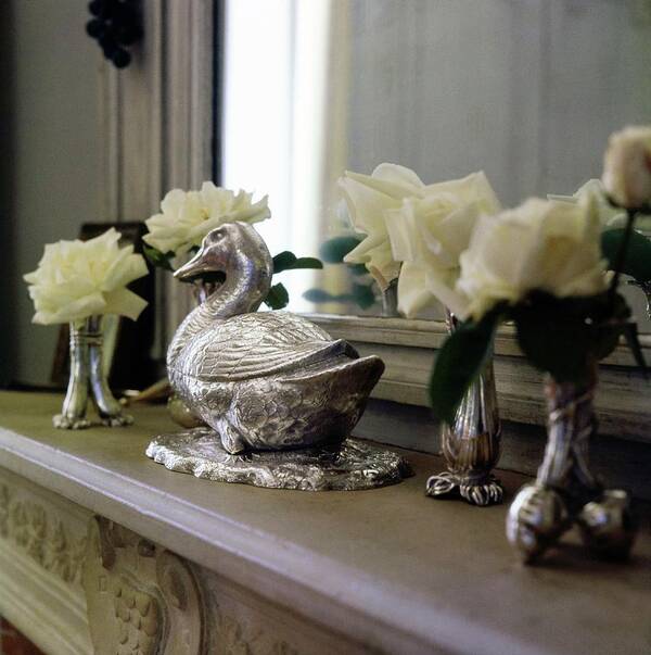Interior Art Print featuring the photograph Duck Ornament On A Mantelpiece by Horst P. Horst
