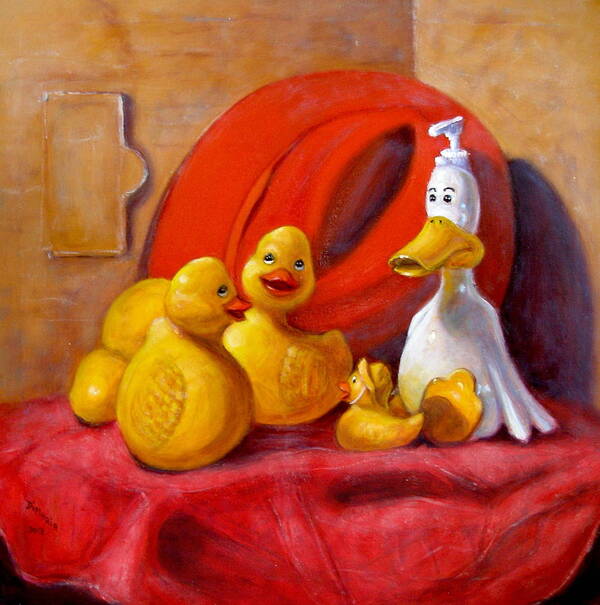 Realism Art Print featuring the painting Duck Soap with Red Hat by Donelli DiMaria