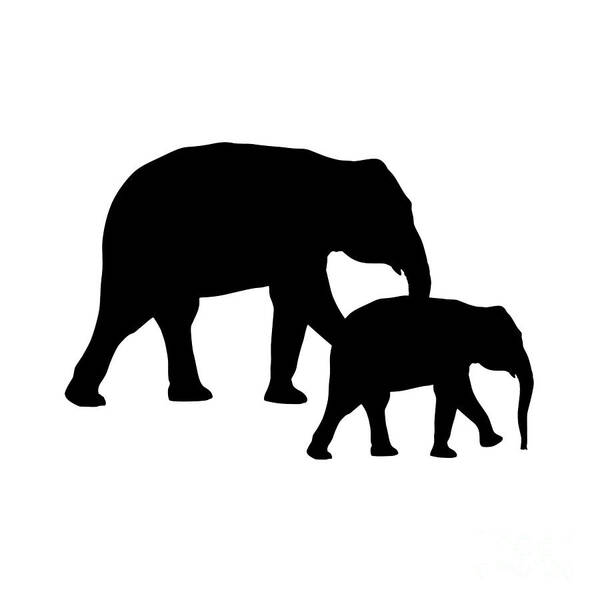 Graphic Art Art Print featuring the digital art Elephants in Black and White by Jackie Farnsworth