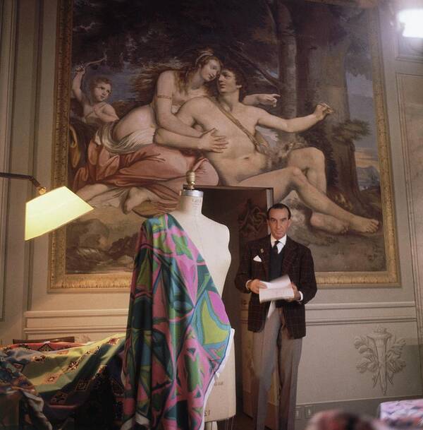Society Art Print featuring the photograph Emilio Pucci By A Fresco by Horst P. Horst