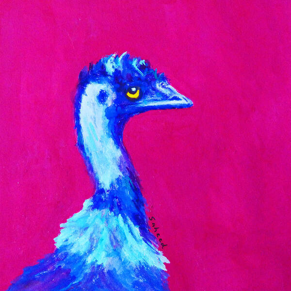 Emu Art Print featuring the painting Emu Pink by Margaret Saheed