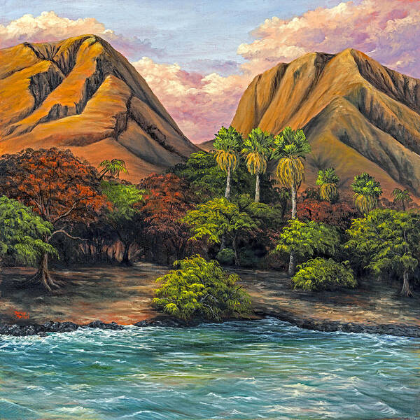 Landscape Art Print featuring the painting Evening Glow At Olowalu by Darice Machel McGuire