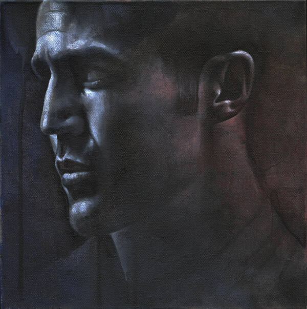 Male Art Print featuring the painting Face Study in the Dark by Chris Lopez