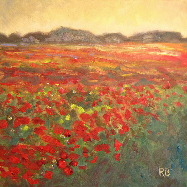  Colorful Art Print featuring the painting Field of Poppies by Robie Benve