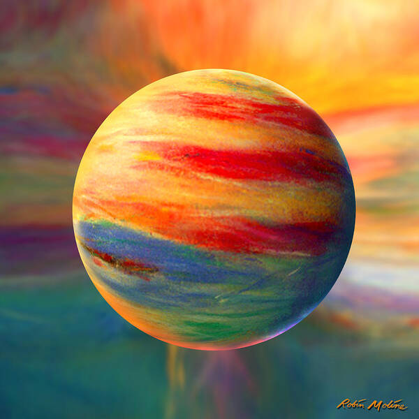 Fire Art Print featuring the painting Fire and Ice Ball by Robin Moline