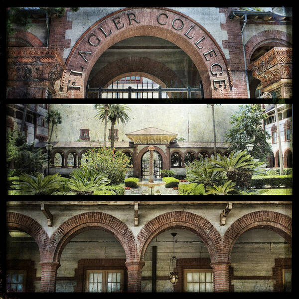 Evie Art Print featuring the photograph Flagler College Triptych by Evie Carrier