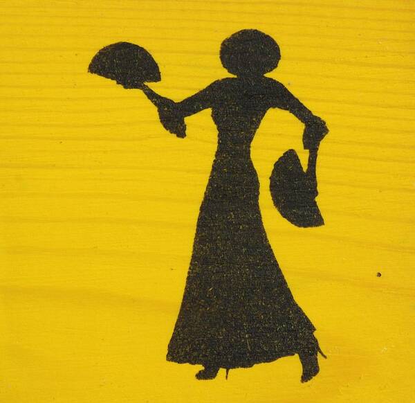 Wood Art Print featuring the painting Flamenco Dancer on yellow by Roger Cummiskey