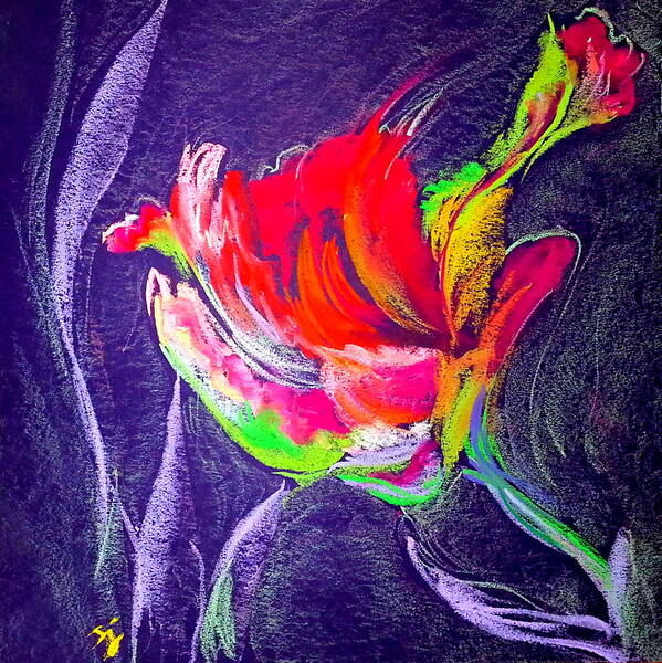 Tulip Art Print featuring the painting Flight of fancy by Sue Jacobi