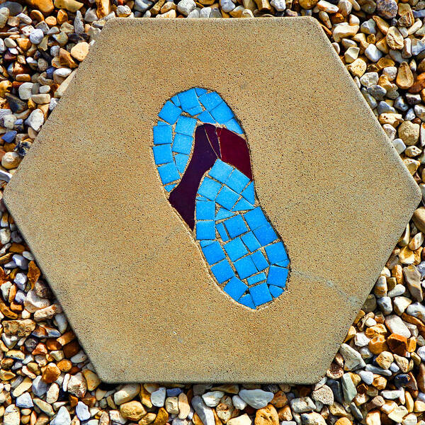 Flip Flop Stepping Stone Art Print featuring the photograph Square Flip Flop Stepping Stone One by Kathy K McClellan