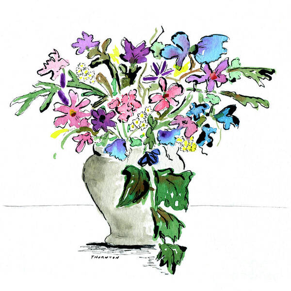 Floral Art Print featuring the painting Floral Vase by Diane Thornton