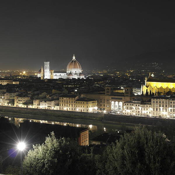 Florence Art Print featuring the photograph Florence by night by Alberto Martini