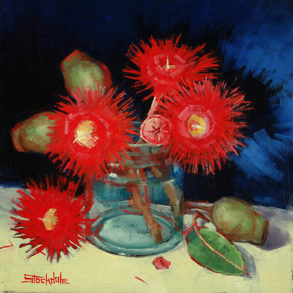 Flowers Art Print featuring the painting Flowering Gum Still life by Margaret Stockdale