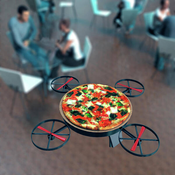 21st Century Art Print featuring the photograph Food Delivery Drone by Christian Darkin