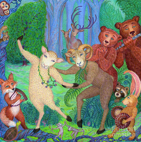 Enchanted Art Print featuring the drawing Forest Dance by Debra Hitchcock