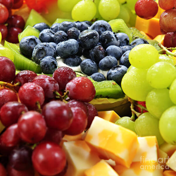 Fruit Art Print featuring the photograph Fresh Fruits and Cheese by Elena Elisseeva