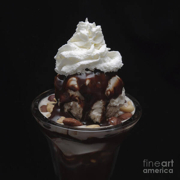 Andee Design Ice Cream Art Print featuring the photograph Fudge Nut Sundae Square by Andee Design