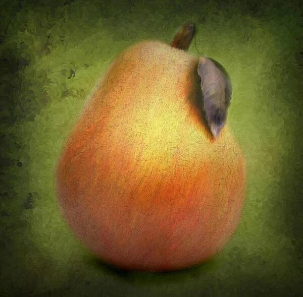 Pear Art Print featuring the digital art Fuzzy Pear by Nina Bradica