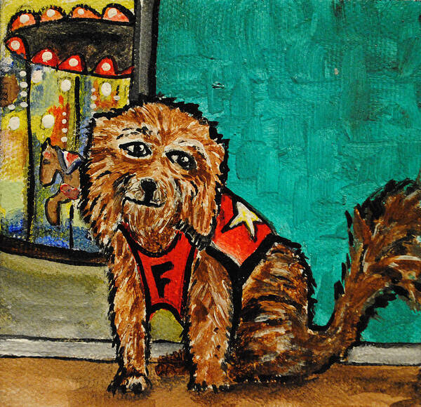 Tillie Art Print featuring the painting Fuzzy The Dog by Patricia Arroyo
