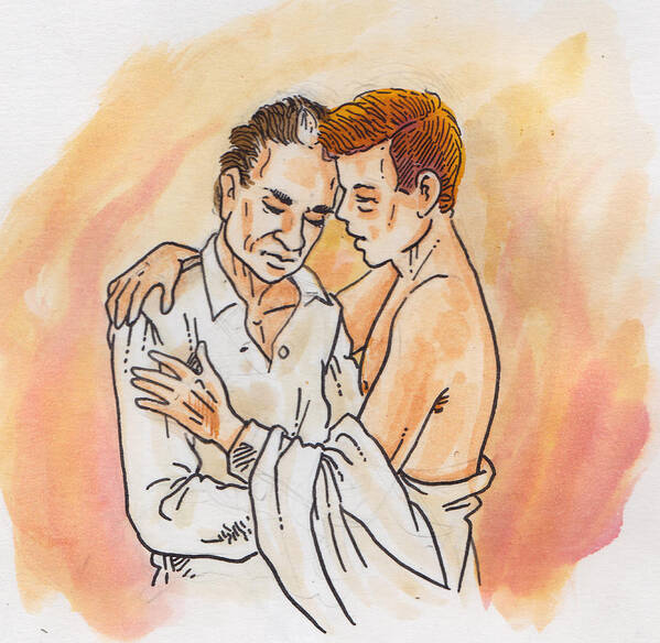 Gay Art Print featuring the drawing Gentle approach by Diana Kennedy