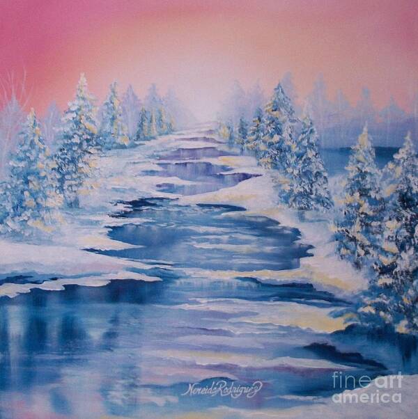 Snow Art Print featuring the painting Gentle Whisper by Nereida Rodriguez