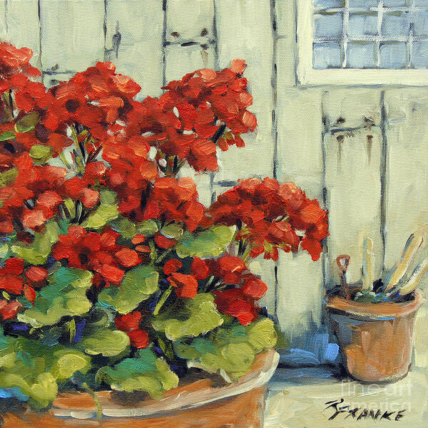 Artist Painter Art Print featuring the painting Geranium Blooms by Prankearts by Richard T Pranke