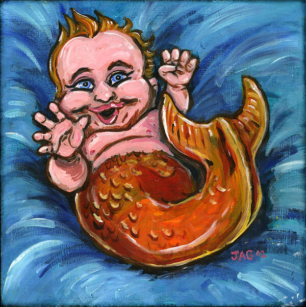 Goldfish Art Print featuring the painting Giggly Goldie by John Ashton Golden