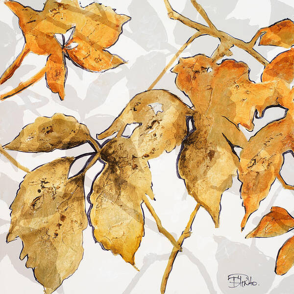 Gold Art Print featuring the mixed media Gold Shadows II by Patricia Pinto