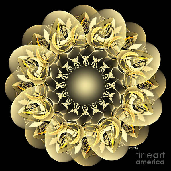 Golden Flower Art Print featuring the digital art Golden Flower by Phil Perkins