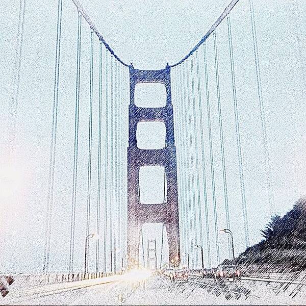 Goldengatebridge Art Print featuring the photograph Golden Gate Bridge etching by Eugene Evon