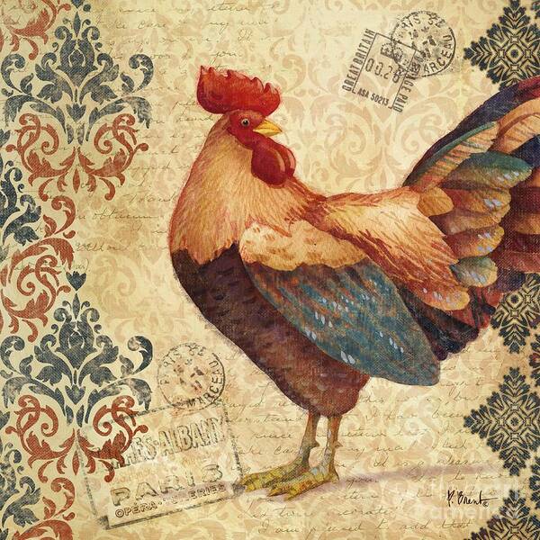 Rooster Art Print featuring the painting Gourmet Rooster IV by Paul Brent