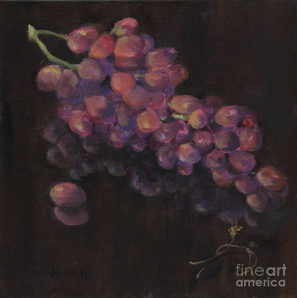 Flame Grapes Art Print featuring the painting Grapes in Reflection by Maria Hunt