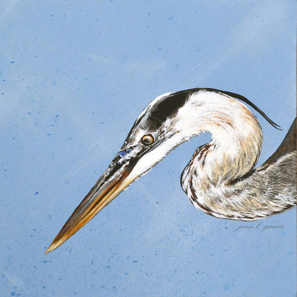 Great Blue Heron Art Print featuring the painting Great Blue Tyler by Joan Garcia
