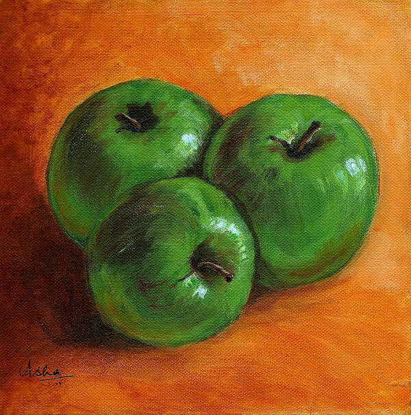 Apples Art Print featuring the painting Green Apples by Asha Sudhaker Shenoy