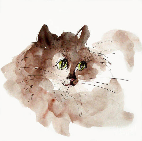 Cat Art Print featuring the painting Green Eyes by Chris Paschke
