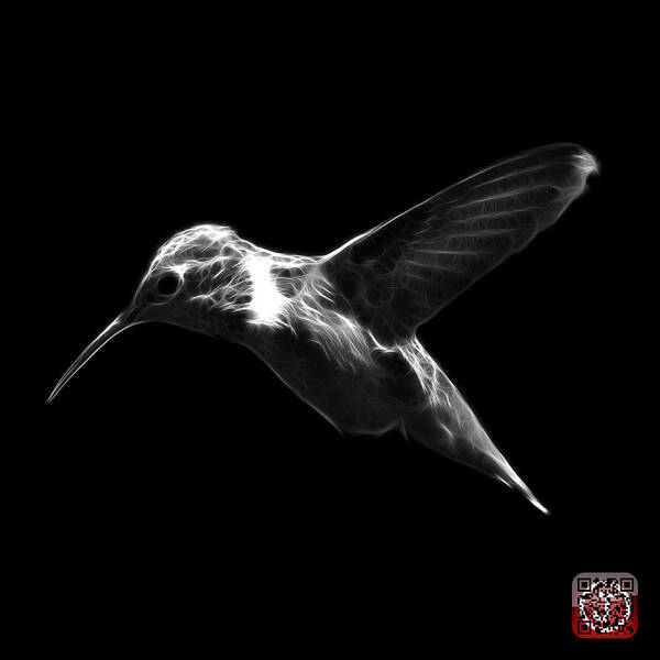 Hummingbird Art Print featuring the digital art Greyscale Hummingbird - 2054 F by James Ahn