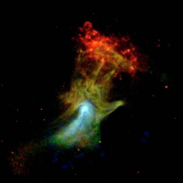 Nobody Art Print featuring the photograph Hand Of God Pulsar Wind Nebula by Nasa/jpl-caltech/mcgill