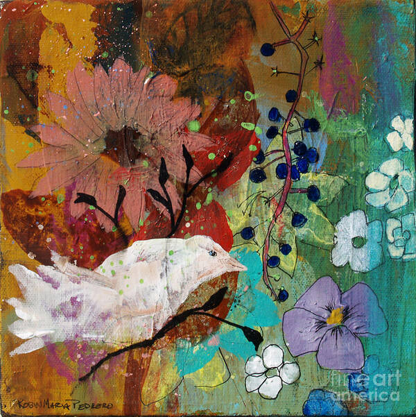 White Bird Art Print featuring the painting Happiness by Robin Pedrero