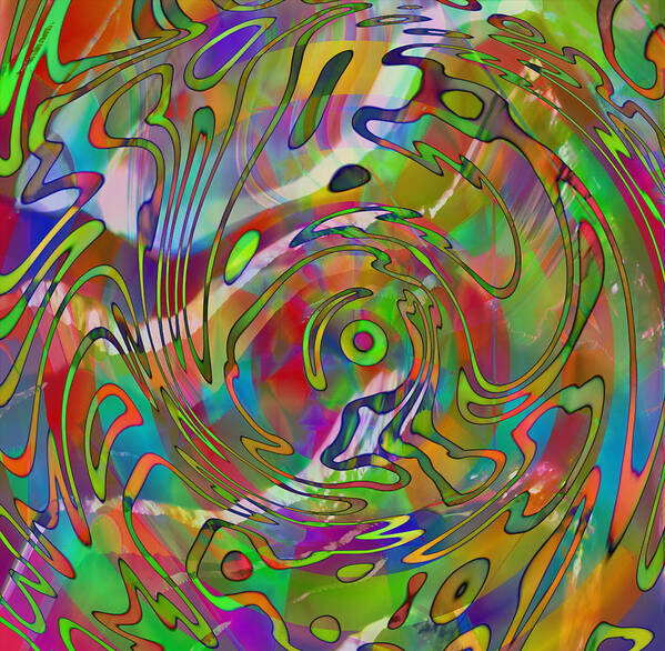 Vivid Abstract Art Print featuring the digital art Happy Go Lucky by Kevin Caudill