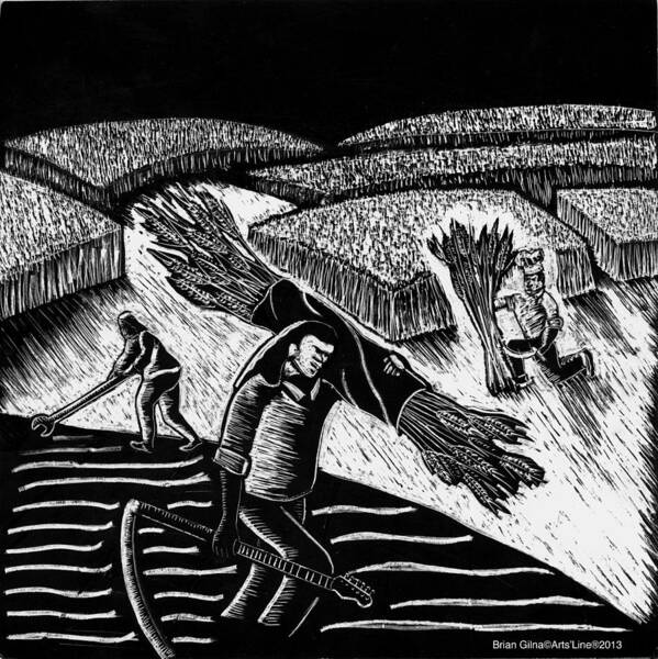 Scratch Board Art Print featuring the mixed media Harvest by Brian Gilna