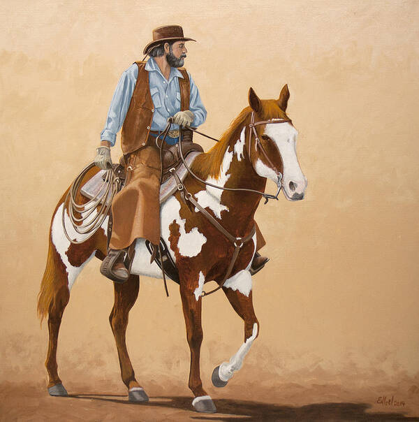 Cowboy Art Print featuring the painting Heading Out by Norman Engel