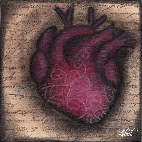 Sacred Heart Art Print featuring the painting Heart Mini by Abril Andrade