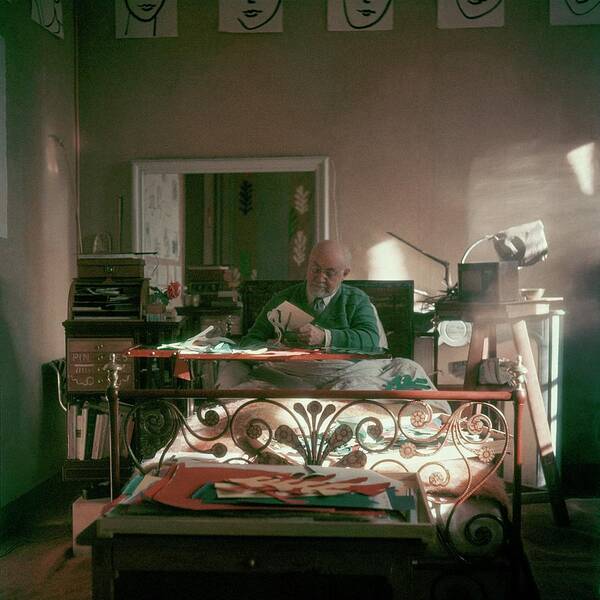 Artist Art Print featuring the photograph Henri Matisse In Bed by Clifford Coffin