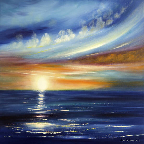 Sunset Art Print featuring the painting Here It Goes 2 by Gina De Gorna