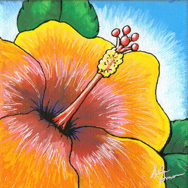 Hibiscus Art Print featuring the painting Hibiscus Number 2 by Adam Johnson