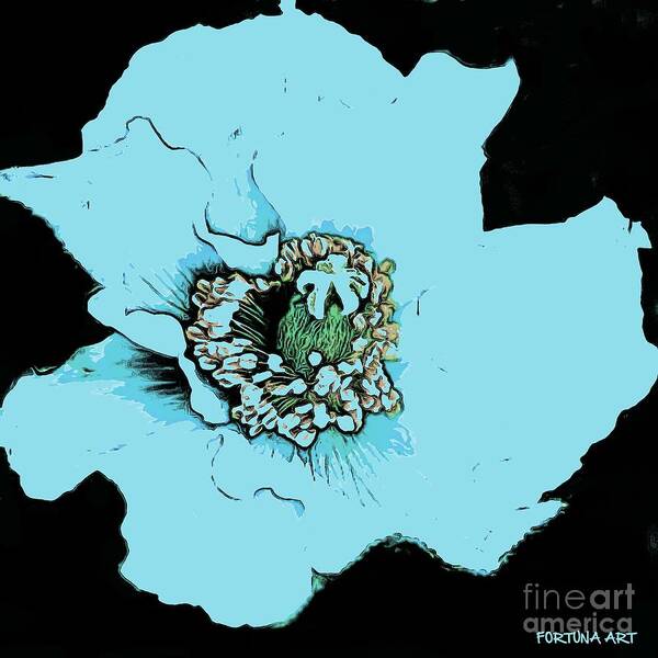 Himalayan Blue Poppy Art Print featuring the digital art Himalayan Blue Poppy by Dragica Micki Fortuna