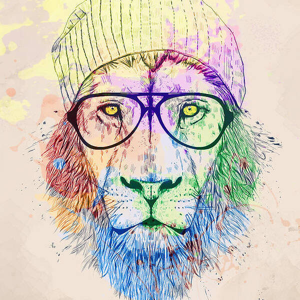 Lion Art Print featuring the photograph Hipster Lion by Joana San Jose
