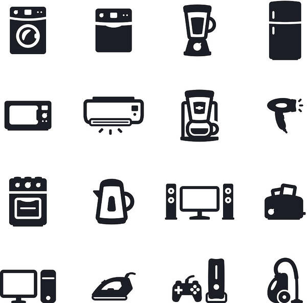 Blender Art Print featuring the drawing Home Appliances Icons by Soulcld