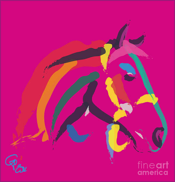 Horse Portrait Art Print featuring the painting Horse - Colour me strong by Go Van Kampen